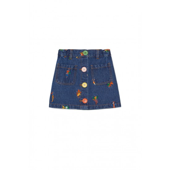 Bug Snap Denim Skirt