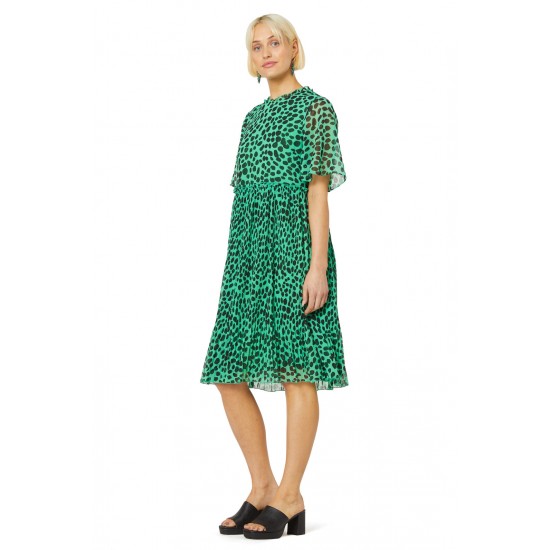 Spot Pleated Dress