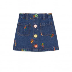 Bug Snap Denim Skirt