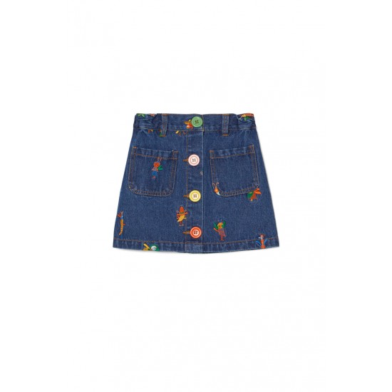 Bug Snap Denim Skirt